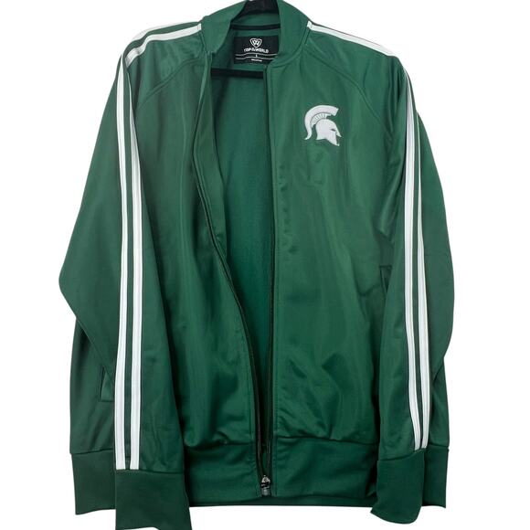 Michigan State Spartans Track Jacket Top of the World Green Mens L Full Zip - Picture 9 of 9